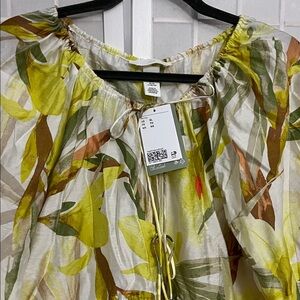 H&M Leafy Print Blouse - Green and Brown